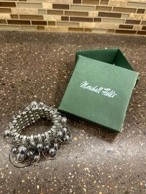 Vintage Marshall Fields Silver Beaded Stretch Bracelet - Silver